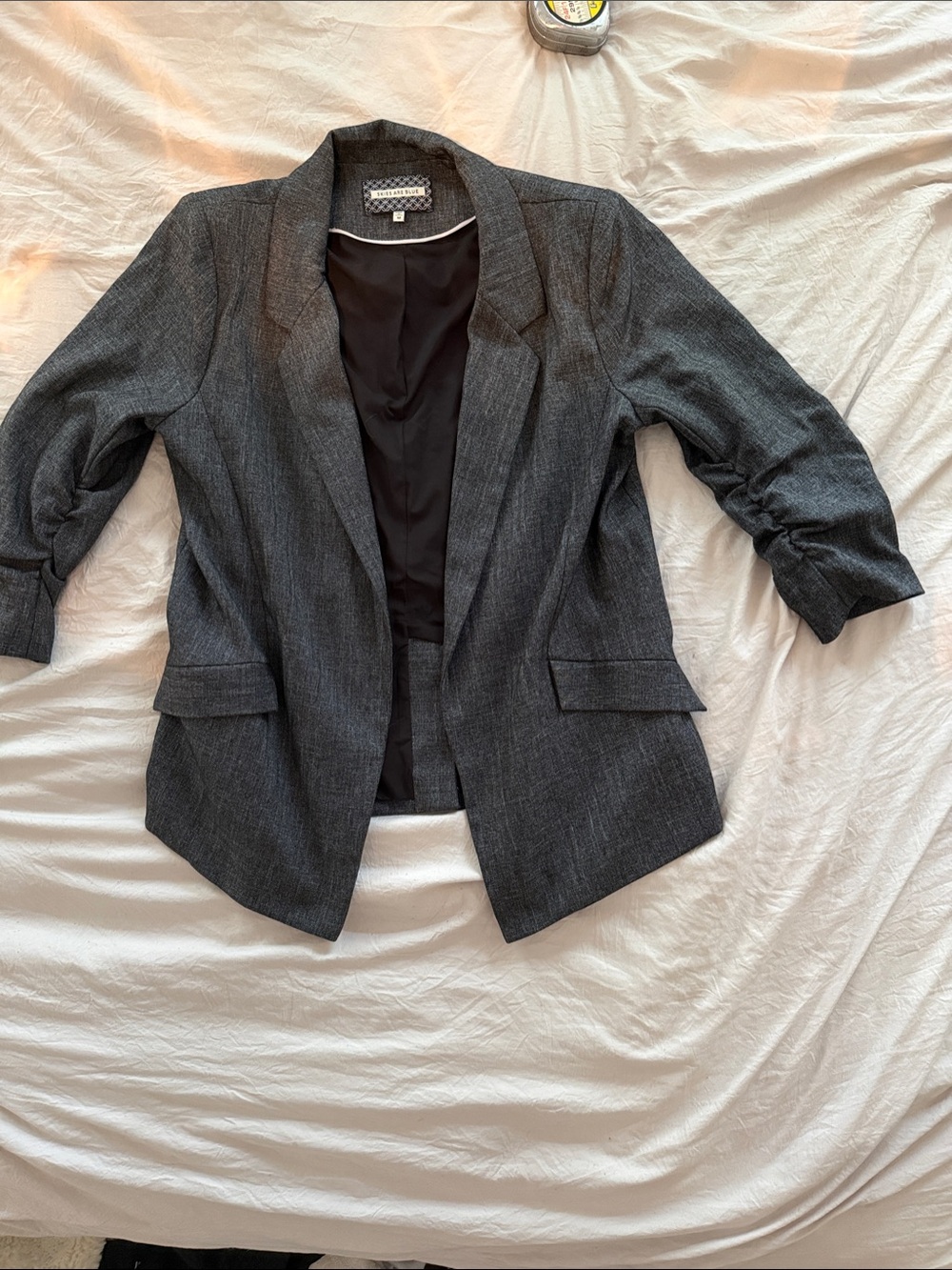 Skies Are Blue Dark Gray Open-Front Blazer Jacket